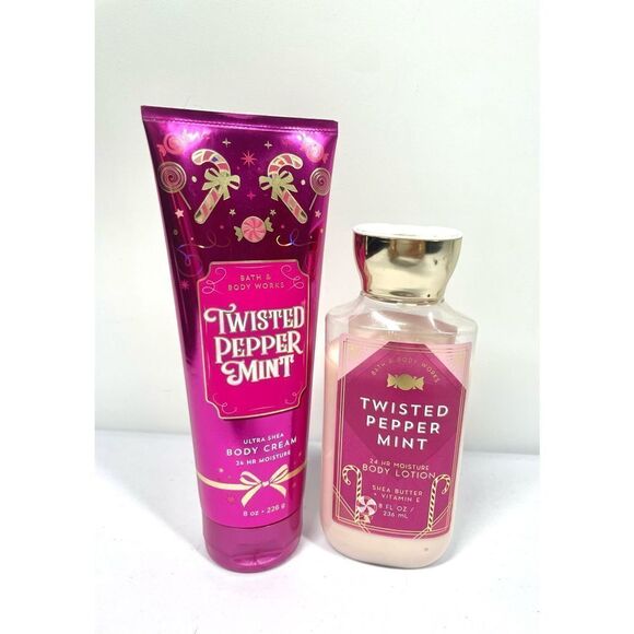 Bath & Body Works Twisted Peppermint Body Lotion & Body Cream 8 oz & 10 oz - Picture 1 of 2